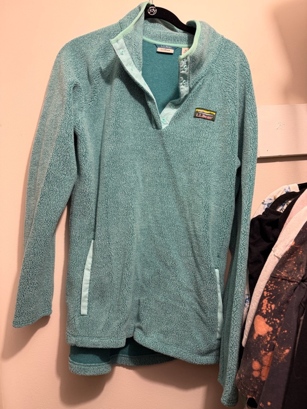 L.L. Bean Mint Green Sherpa Snap Pullover